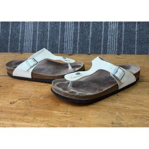 Birkenstock Shoes Woman's 41 Tan Shimmer Gizeh Birko Flor Slip On Thong Beach‎